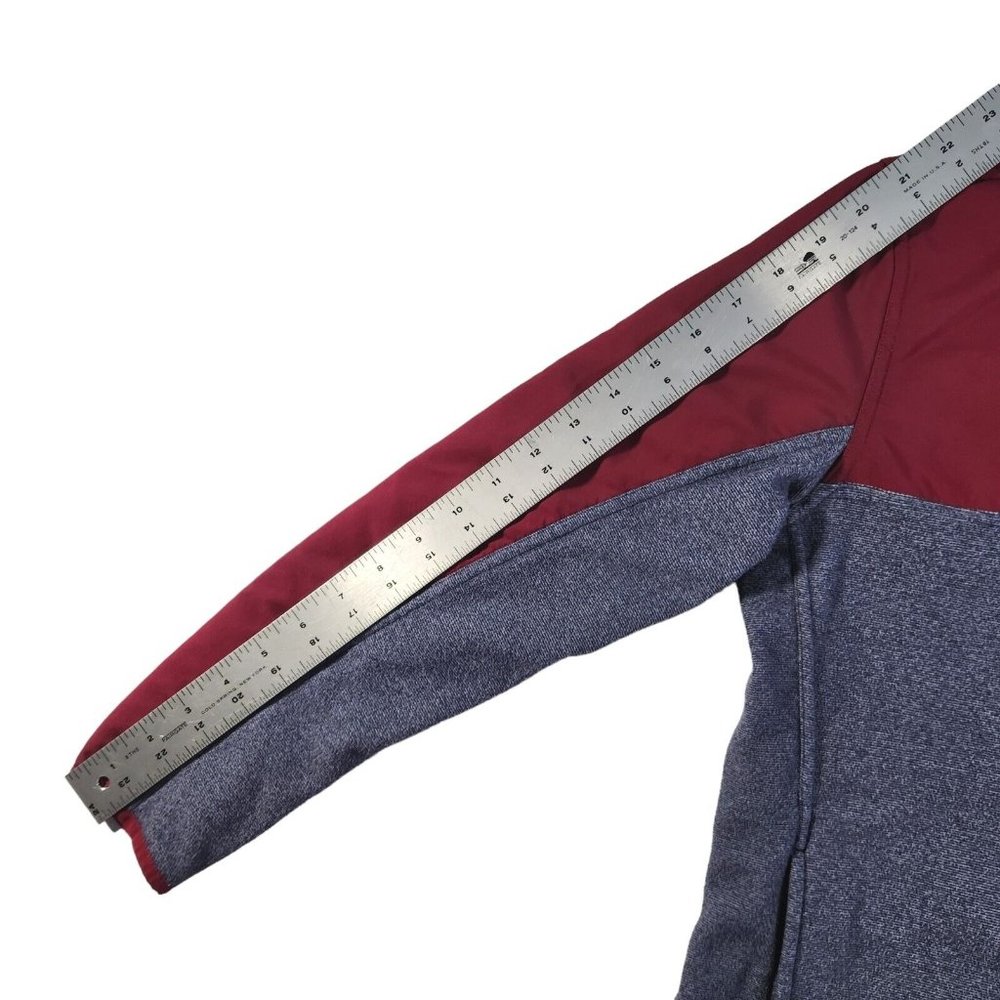 Under Armour Cold Gear Jacket Youth Size M Loose Fit 1/4 Zip Maroon/Gray Stripe - Picture 10 of 11